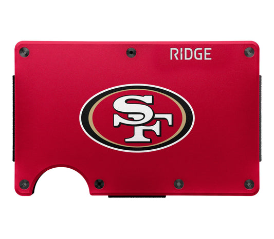 The Ridge NFL Wallet - San Francisco 49ers - Slim Wallet, Card Holder, Carry up to 12 Cards RFID Safe, Blocks Chip Readers, Minimalist Wallet With Cash Strap & Extra Money Clip