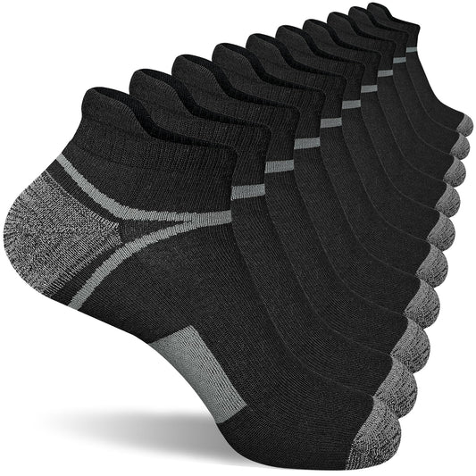 suaskk Men's Athletic Cushioned Ankle Socks, Comfort Wicking Anti-Blister Running Sock 5 Pairs