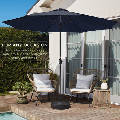 Best Choice Products 10ft Outdoor Steel Polyester Market Patio Umbrella w/Crank, Easy Push Button, Tilt, Table Compatible - Navy Blue