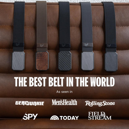 Groove Life Groove Belt Black/Black - Men's Stretch Nylon Belt with Magnetic Aluminum Buckle, Lifetime Coverage - Large (37-40")