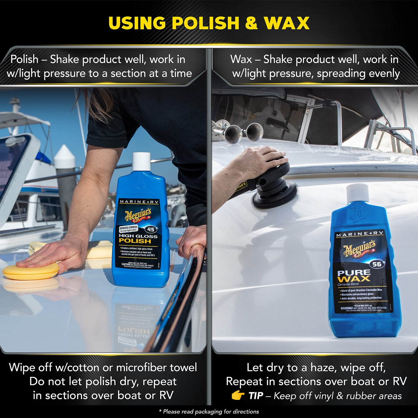 Meguiar's M4965 Marine/RV Fiberglass Restoration System, 3-Piece Marine Fiberglass Repair Kit Featuring Oxidation Remover for Boat Care Plus Boat Polish and Wax