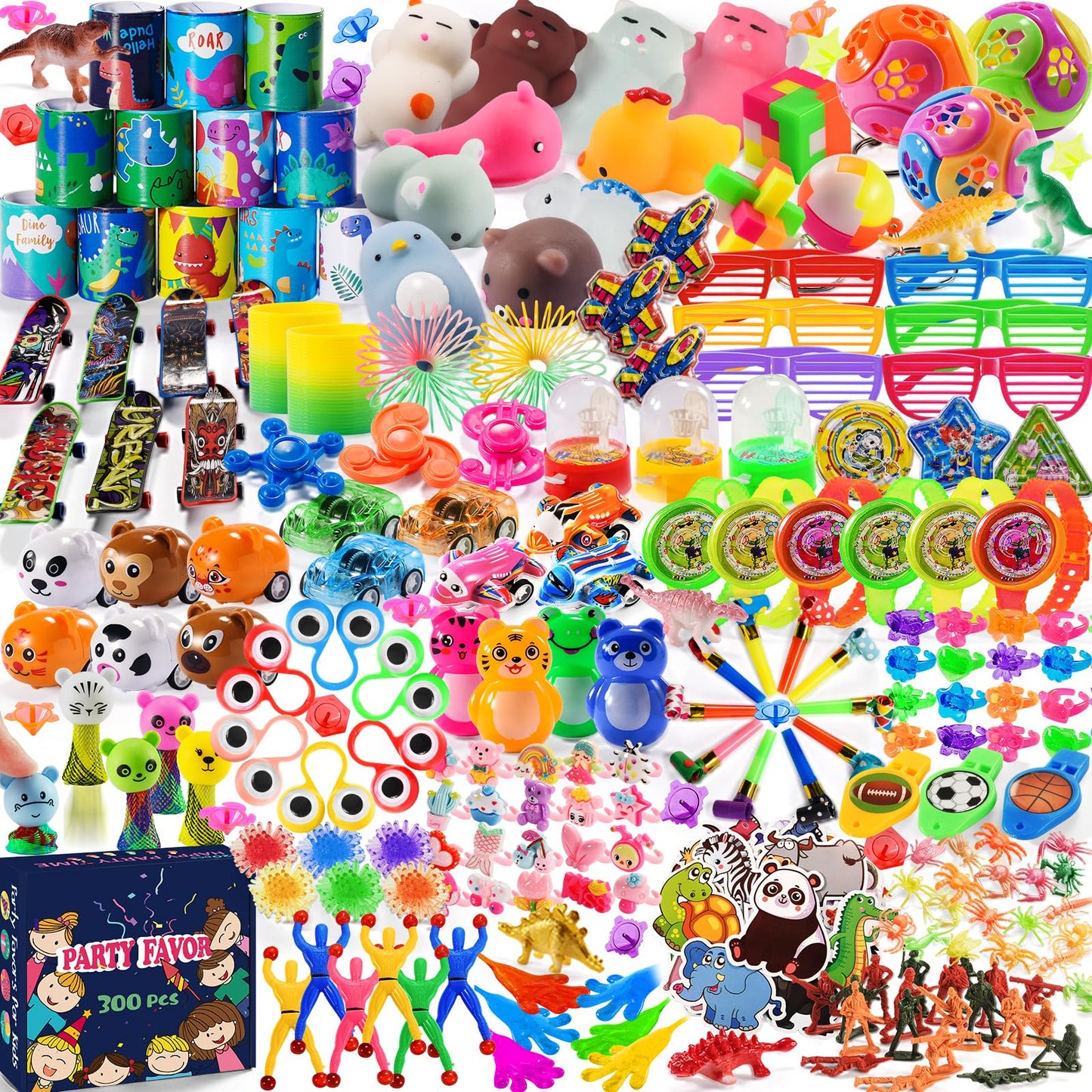 300 PCS Party Favor for Kids Goodie Bags Stuffers, Prize Box Toys for Kids Classroom Bulk, Small Fidget Toys Pinata Fillers, Treasure Chest for Students Rewards, Carnival Prizes, Birthday Gifts