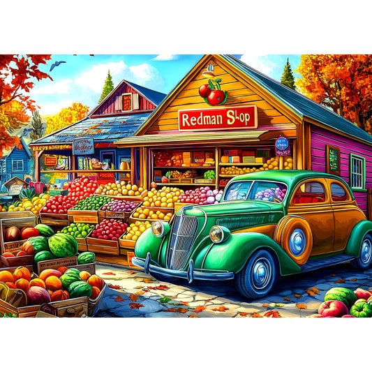 MINIWAN Colorful Fruit Shop 1000 Piece Jigsaw Puzzle for Adults, Impossible Hard Unique Difficult Challenging Puzzles for Adults Fun, Vibrant Imagery Jigsaw Puzzles for Game Nights Family,Friends