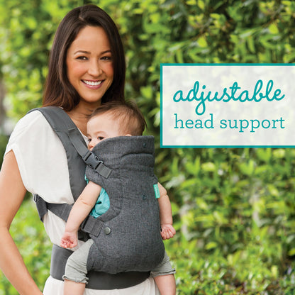 Infantino Flip 4-in-1 Convertible Baby Carrier, Adjustable, Ergonomic Babywearing, Registry Essential, Baby Carrier for Newborn to Toddler, Gray