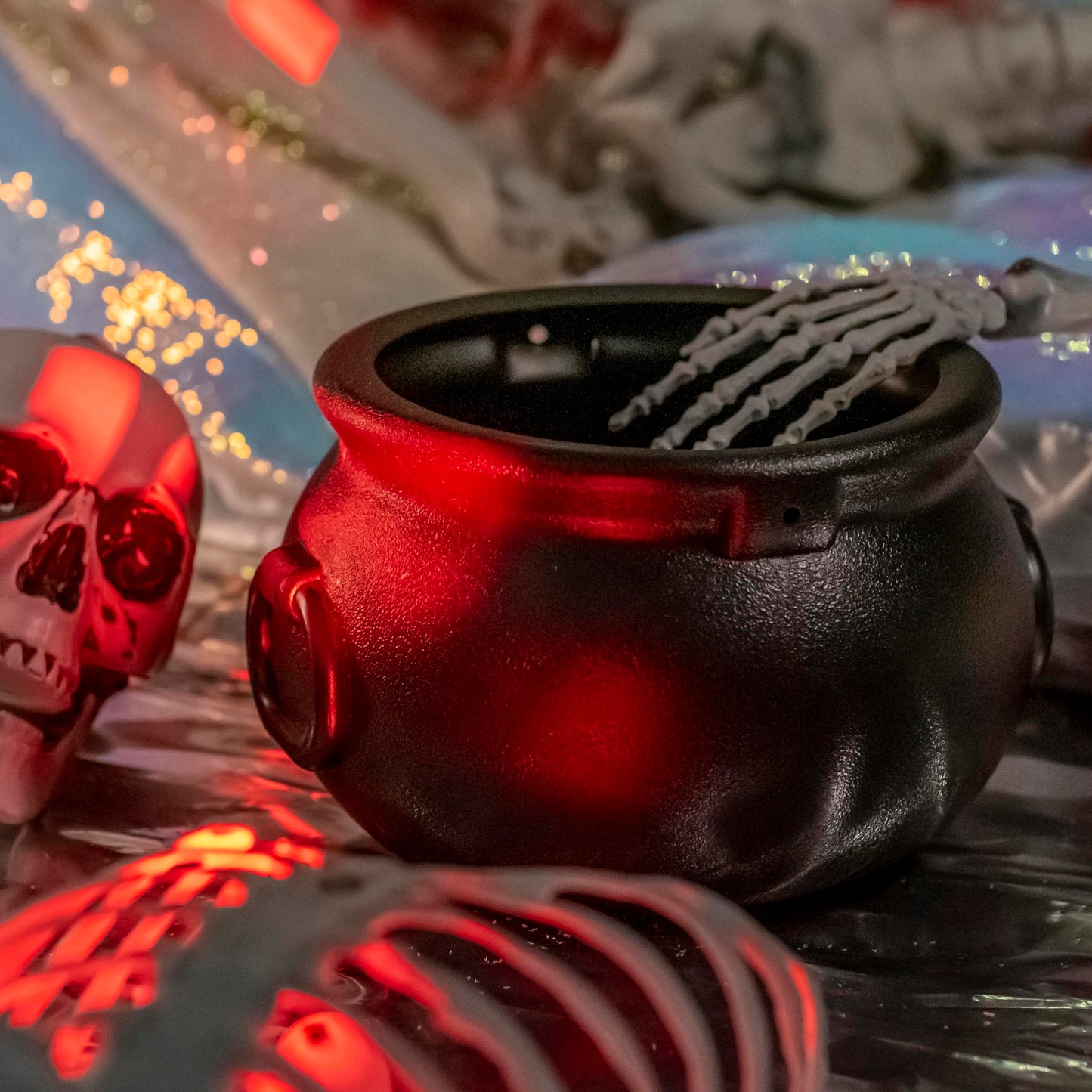 Glocamping 11" and 7.4” Package Large Easter Day, St. Patrick's Day, Halloween Black Plastic Witch Cauldron Kettle, Candy Holder, Party Favor Decoration