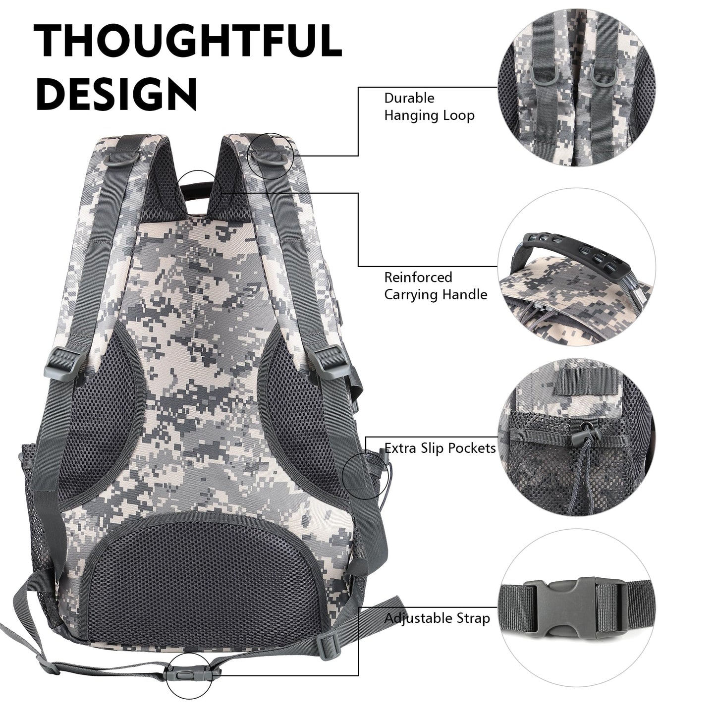 aiGear Tactical Backpack for Men, 35L Military Backpack, 3-Day Bug Out Bag for Camping Hiking Hunting with Molle System Army Daypack (35L ACU)