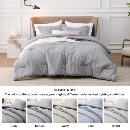 Bedsure Queen Comforter Set - Grey Soft Bedding for All Seasons, Cationic Dyed Bed Set, 3 Pieces, 1 Queen Size Comforter (90"x90") and 2 Pillow Shams (20"x26"+2")