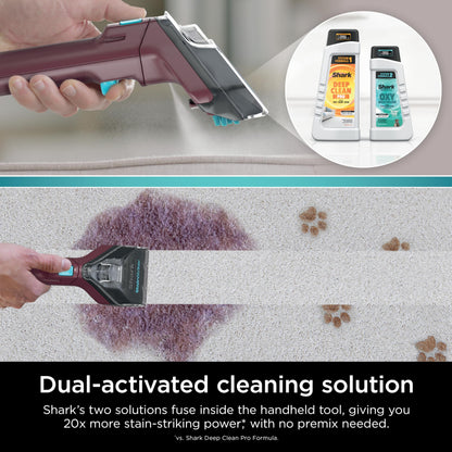 Shark Carpet Cleaner Machine, Portable Upholstery StainStriker, Spot, Odor & Stain Remover, 2 Carpet Cleaner Solutions, 3 Tools, Perfect for Pet Hair, Area Rugs, Couches, Burgundy, PX203BRN