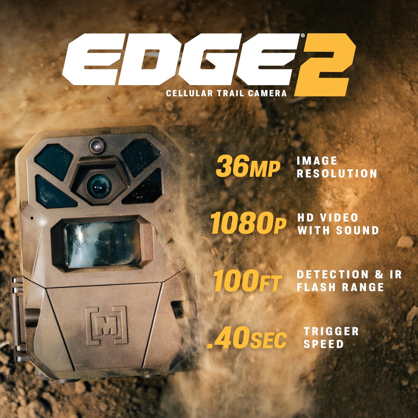 Moultrie Edge 2 Cellular Trail Camera - Auto Connect Nationwide 4G LTE - On Demand 36MP Photo - 1080P Video with HD Audio - 100 Ft Detection Range - Low Glow Flash