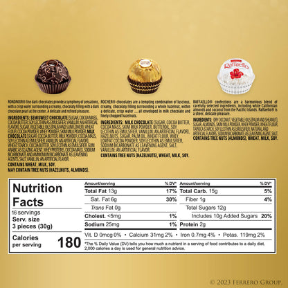 Ferrero Rocher, 48 Count, Premium Gourmet Assorted Hazelnut Milk Chocolate, Dark Chocolate and Coconut Chocolates, Chocolate Gift Box, 18.2 oz