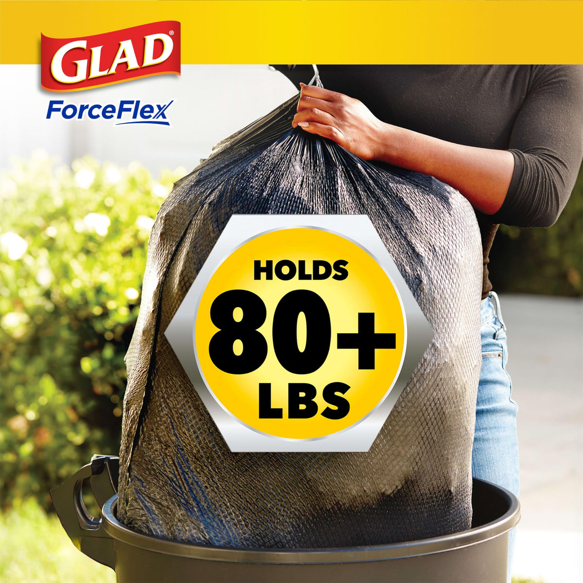 Glad Large 30 Gallon Trash Bags, Clorox Mountain Air Heavy Duty Garbage Bags, Forceflex with Drawstring, 50 Count (Packaging May Vary)