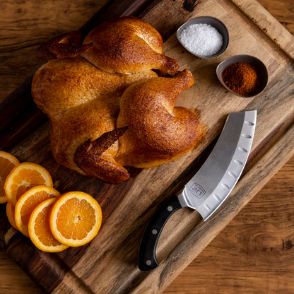 Oklahoma Joe's Blacksmith Cleaver & Chef Knife with Holster,Silver/Black