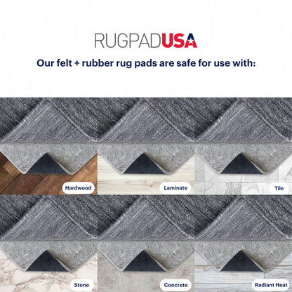 RUGPADUSA - Dual Surface - 9'x12' - 1/2" Thick - Felt + Rubber - Non-Slip Backing Rug Pad - Adds Comfort and Protection - for Hard Surface Floors