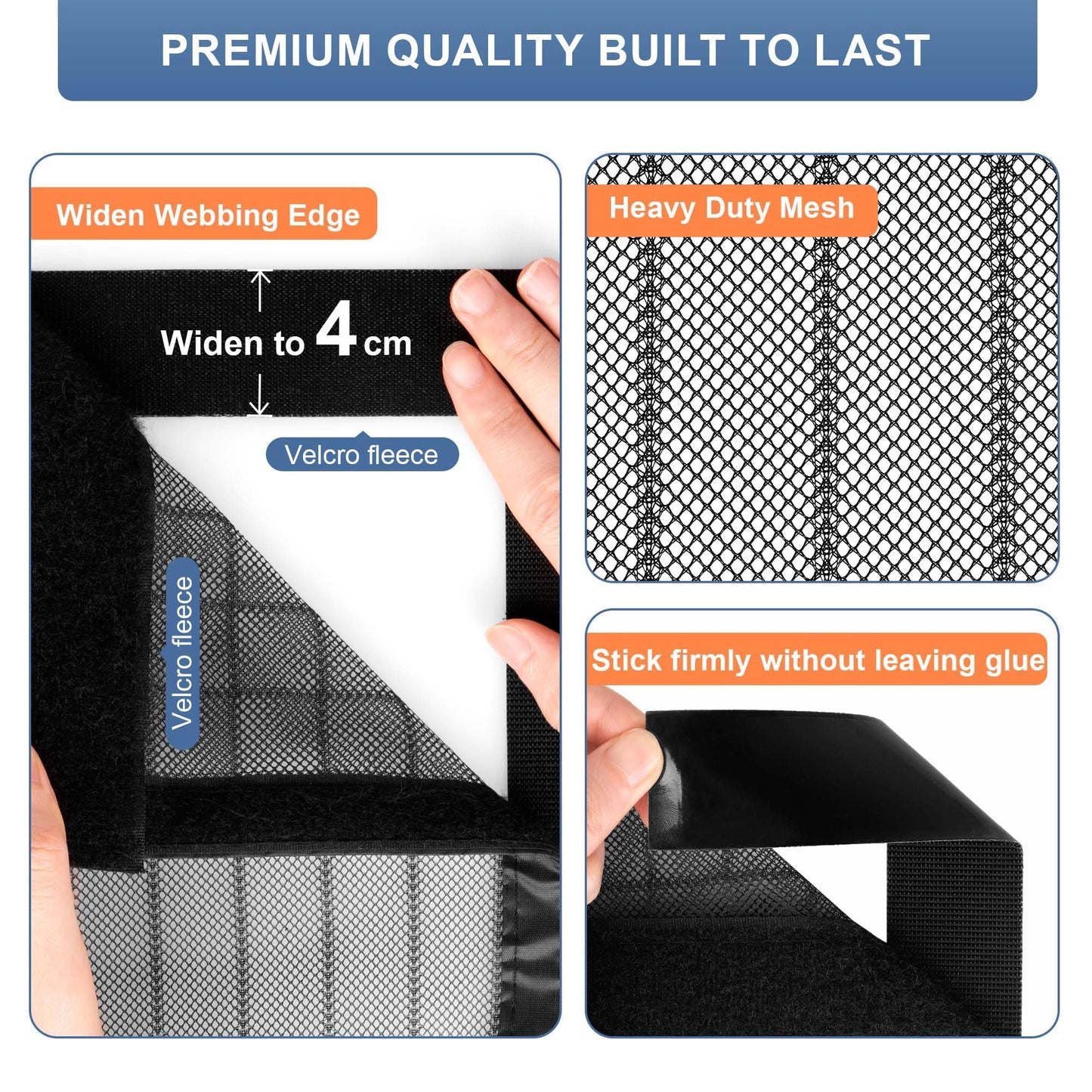 METAONLY Magnetic Screen Door Mesh 38" x 82" - Fits 36" x 80" Door Size, Works for Patio, Sliding Door, Keeps Bug Mosquito Out, Fresh Air Flow, Black