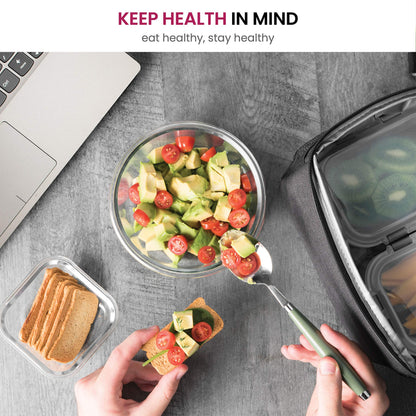FineDine 24 Piece Glass Storage Containers with Lids - Airtight, Leak Proof, Dishwasher Safe, Glass Tupper Ware Sets with Lids, Food Storage Containers, Meal Prep Containers, Gray