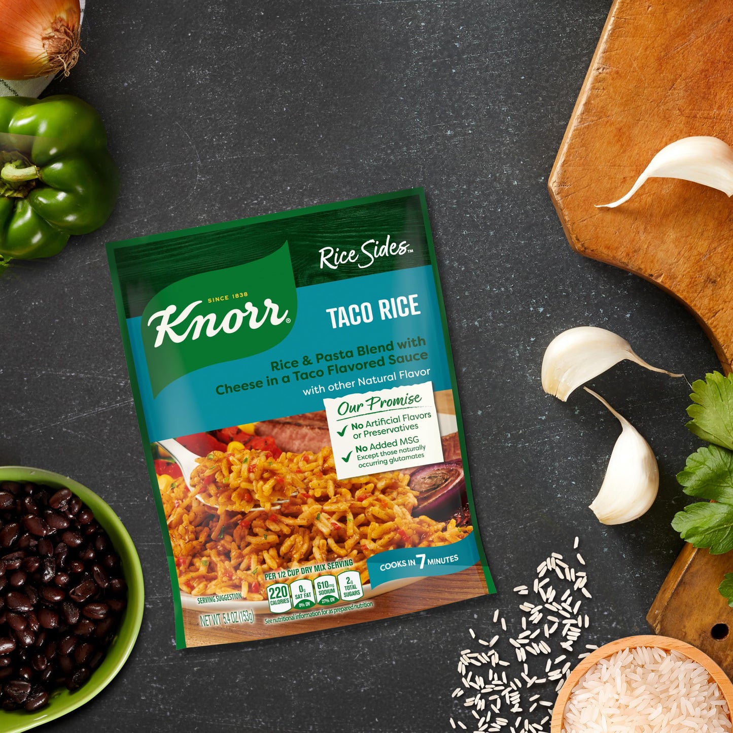 Knorr Rice Sides Taco Rice For a Tasty Rice Side Dish No Artificial Flavors or Preservatives, No Added MSG 5.4 oz