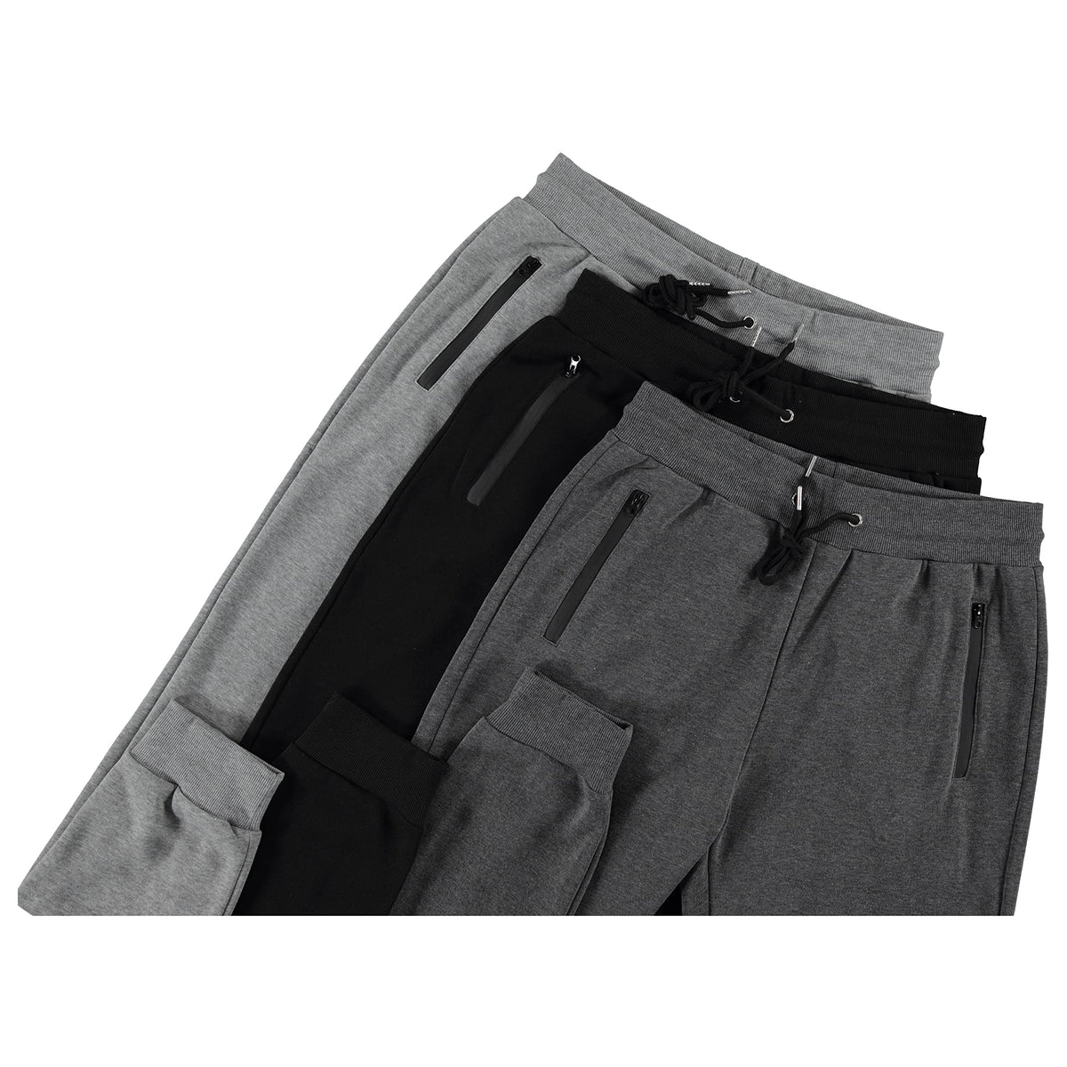 PURE CHAMP Mens 3 Pack Fleece Active Athletic Workout Jogger Sweatpants for Men with Zipper Pocket and Drawstring Size S-3XL(Medium, Set 1)