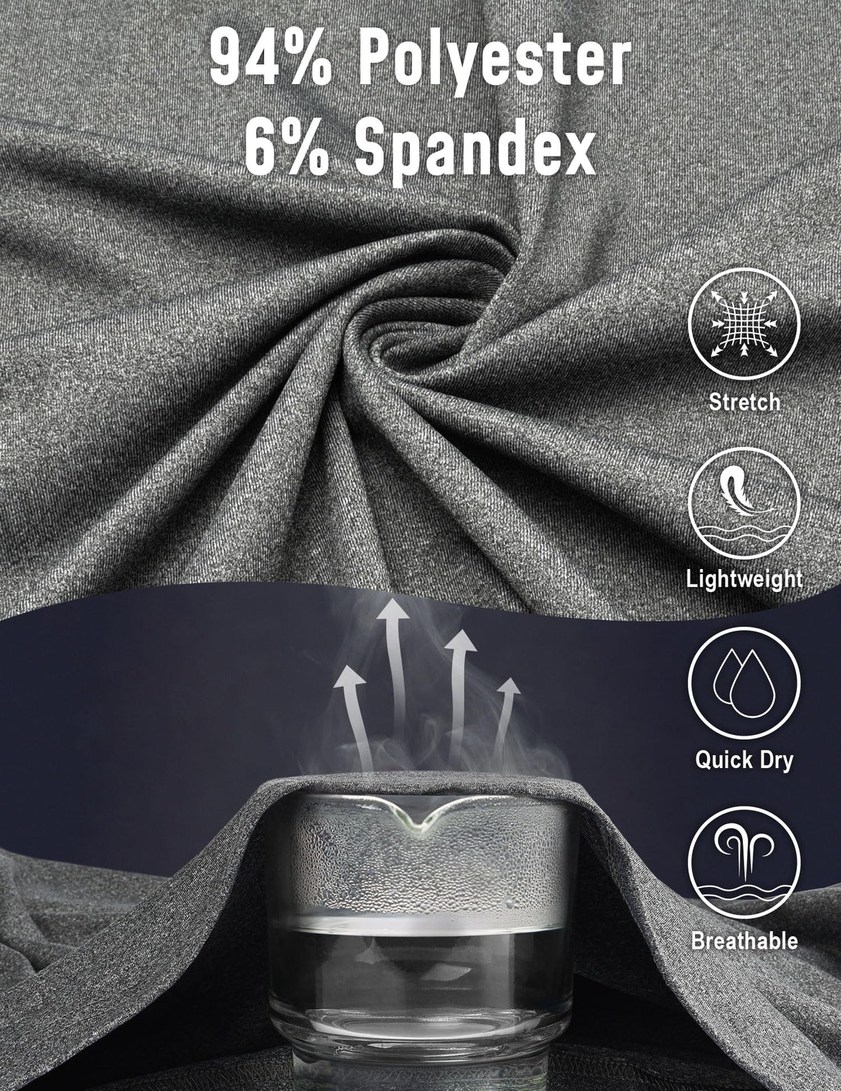 3Pack Quarter 1/4 Zip Pullover Men Dry Fit Sweatshirts Long Sleeve 1/2 Half Zip Running Athletic Golf Work Out Gym Fishing Shirt Quick Dry Outdoor Active Sports Shirts Gray Blue L