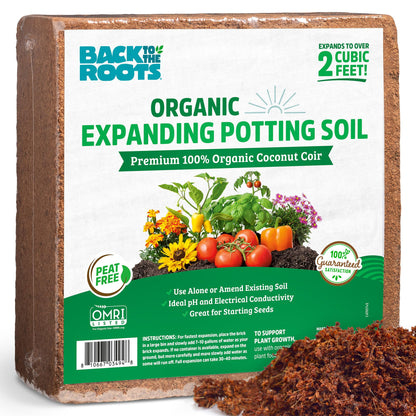 Back to the Roots Organic Coir, 51 Quart Expanding Soil, Great for Seeds and Potting