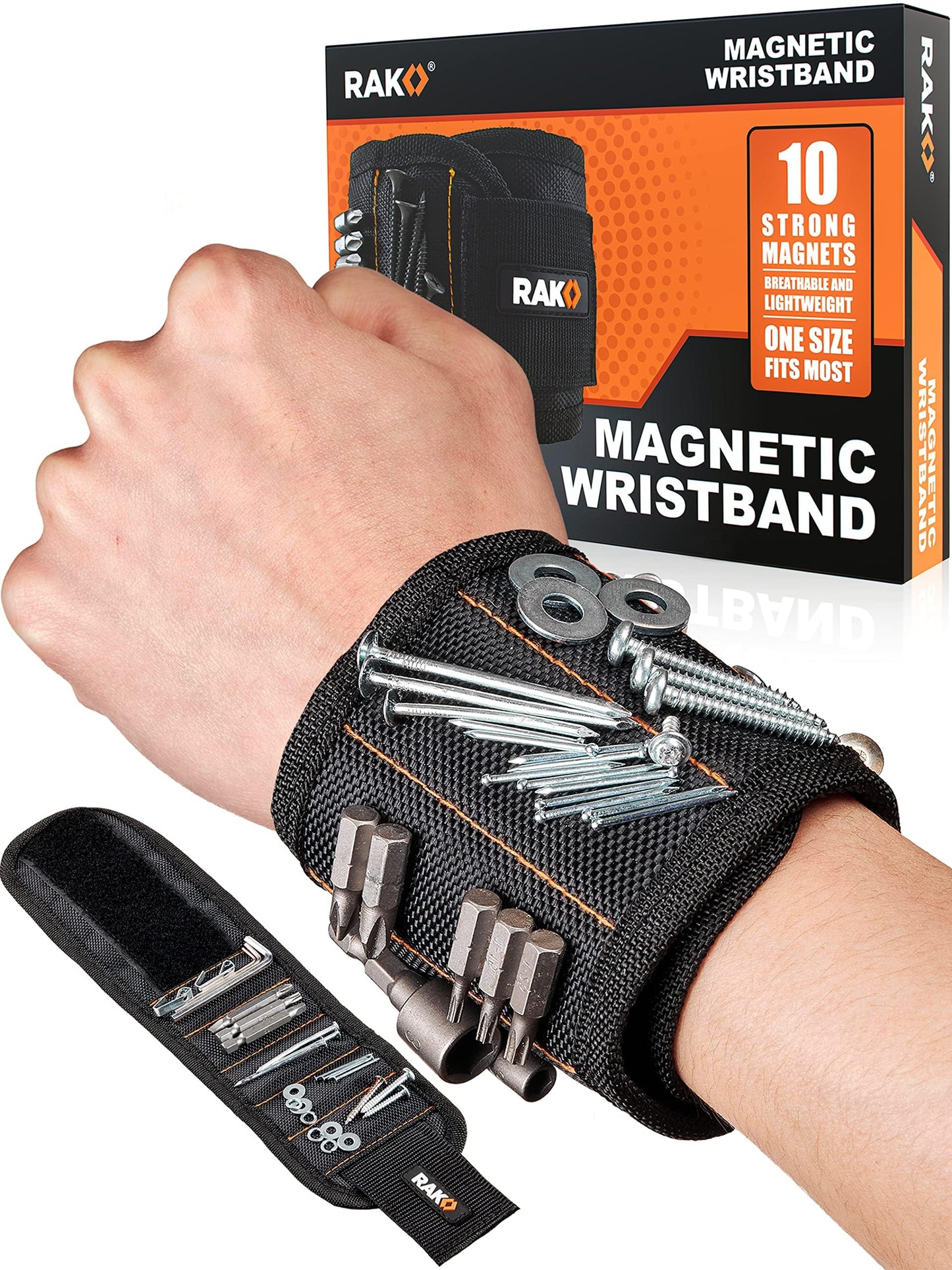 RAK Magnetic Wristband Gifts for Men - Premium Tool Belt for Holding Screws Nails with Powerful Magnets, Cool Gadgets Stocking Stuffers for Men, Holiday for Dad, Husband, Grandpa, Him