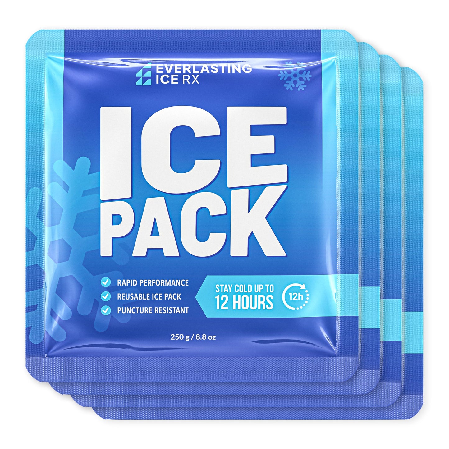 Rapid Performance Reusable Ice Packs for Lunch Boxes, Lunch Bags or Coolers | 4 Pack | Cold for Up to 12 Hours | Ice Packs for Cooler, Long Lasting for Camping, Outdoors & Beach