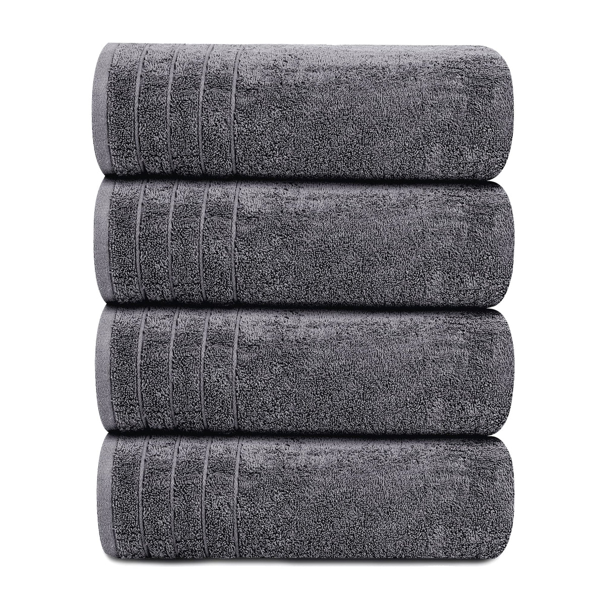 Tens Towels Pack of 4 Extra Large Bath Towels 30 x 60 Inches, 100% Cotton, Larger & Lighter Weight, Quicker to Dry, Super Soft and Absorbent, Perfect for Bathroom, Dark Grey