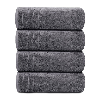 Tens Towels Pack of 4 Extra Large Bath Towels 30 x 60 Inches, 100% Cotton, Larger & Lighter Weight, Quicker to Dry, Super Soft and Absorbent, Perfect for Bathroom, Dark Grey