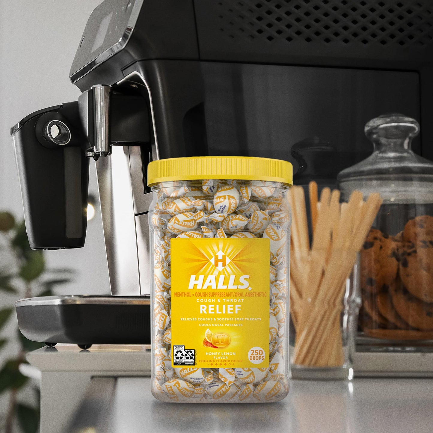 HALLS Relief Honey Lemon Cough Drops, Bulk Cough Drops, 250 Drops