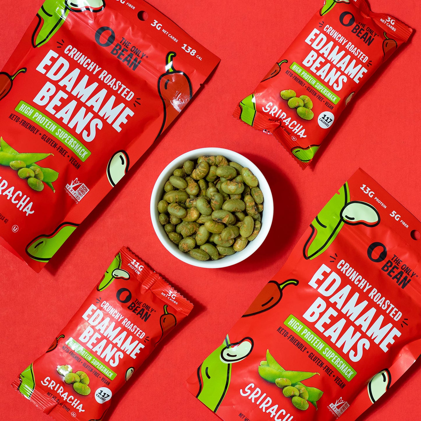 The Only Bean Crunchy Roasted Edamame - Healthy Snacks for Adults and Kids (Variety Pack), Low Carb Keto Snack Food, Vegan Gluten Free High Protein Snacks (11g), Office Snack, 0.9oz 24 pack