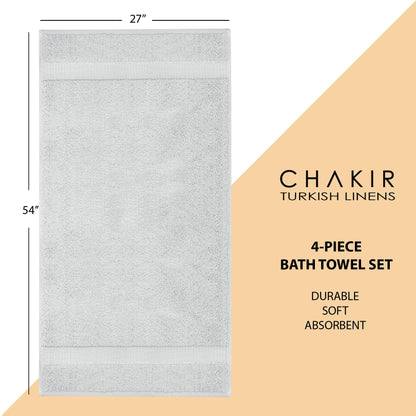 Chakir Turkish Linens |Hotel & Spa Quality 100% Cotton Premium Turkish Towels | Soft & Absorbent (Silver Gray, Bath Towel - Set of 4)
