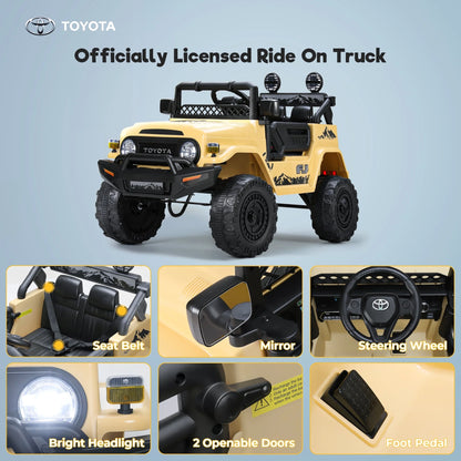 FUNTOK Licensed Toyota FJ Cruiser 12V 7AH Kids Electric Ride on Truck Battery Powered Car Toys 3 Speeds with Parent Remote Control,Spring Suspension & Slow Start