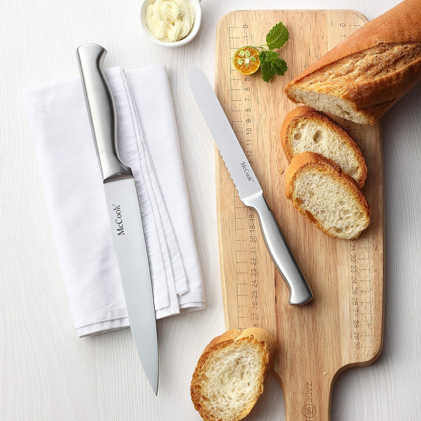 McCook® Knife Sets, German Stainless Steel Knife Block Sets with Built-in Sharpener