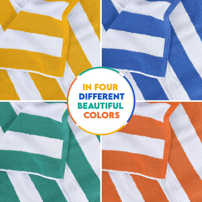 Utopia Towels 4 Pack Cabana Stripe Beach Towel, 30 by 60 Inches, Oversized 100% Ringspun Cotton Pool Towels, Highly Absorbent Bath Towels for Bathroom