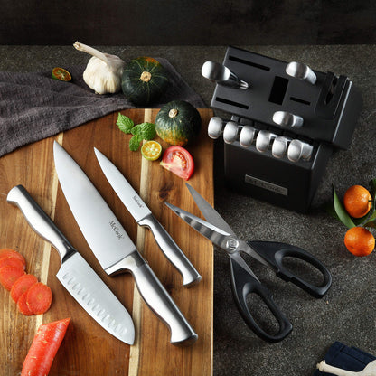 McCook® Knife Sets, German Stainless Steel Knife Block Sets with Built-in Sharpener