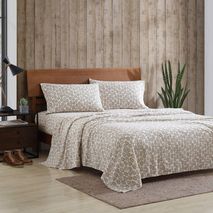 Eddie Bauer - Twin Sheets, Cotton Flannel Bedding Set, Brushed For Extra Softness, Cozy Home Decor (Little Creek Pine Cone Beige, Twin)