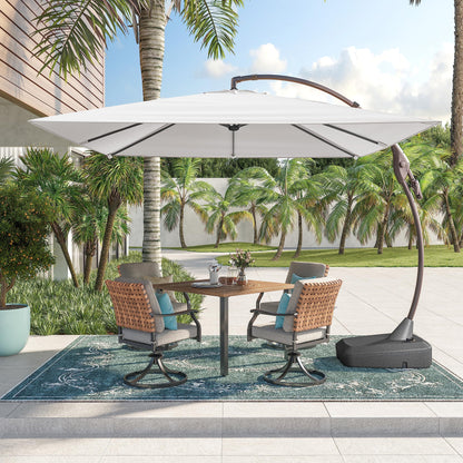 Grand patio 10'x10' Offset Umbrella Large Aluminum Square Cantilever Umbrella Base Included for Deck Porch (Light Gray, 10x10 FT)