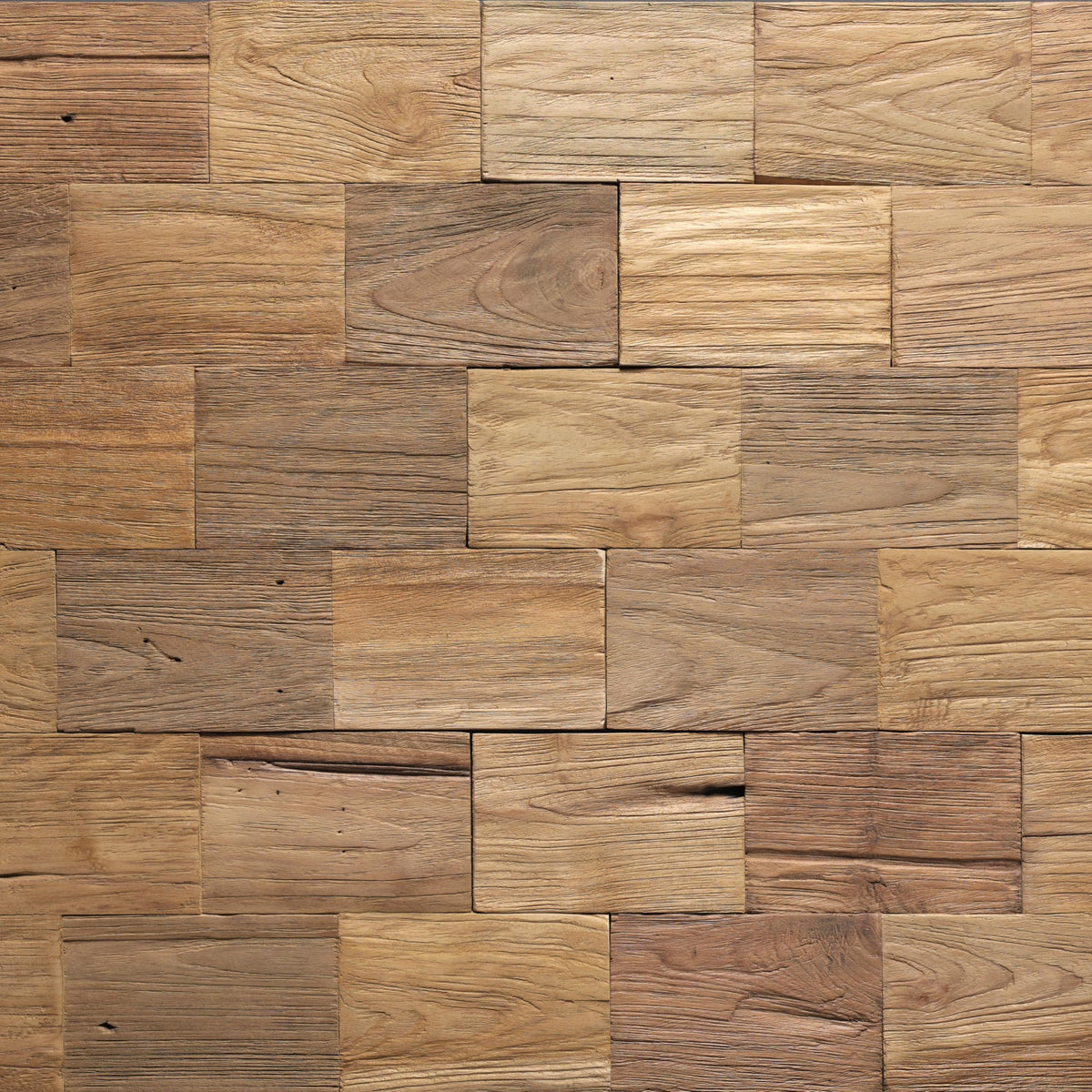 Wall!Supply UltraWood Big Square Reclaimed Teak Wood 3D Wall Panels - Home Decor Wallpaper Alterantive for Living Room, Bedroom, and Office - Easy Installation DIY Room Decor - 10 Pack 9.68 Sq Ft
