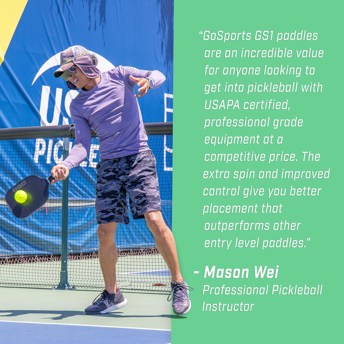 GoSports GS1 Pickleball Paddles Set of 4 with 4 Pickleballs - USAPA Approved Fiberglass Pickleball Paddles