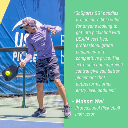 GoSports GS1 Pickleball Paddles Set of 4 with 4 Pickleballs - USAPA Approved Fiberglass Pickleball Paddles