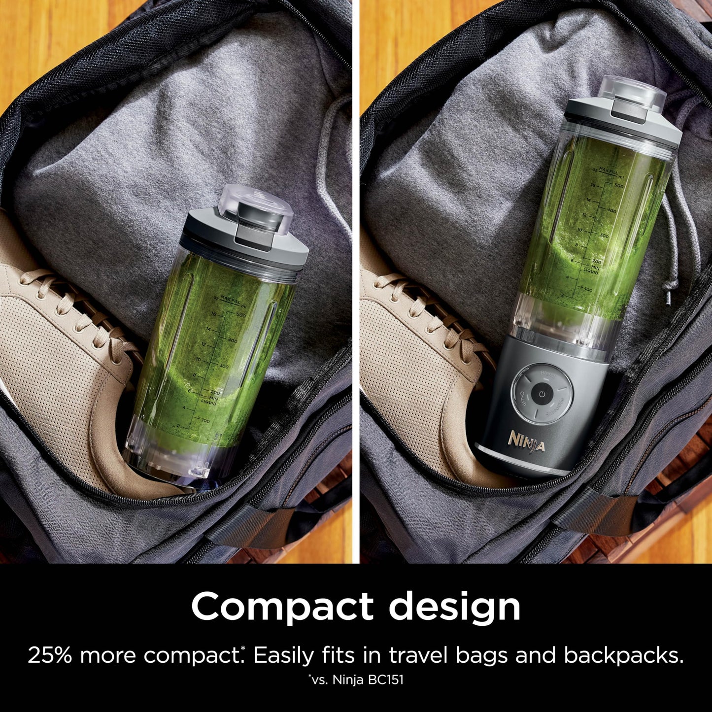 Ninja Blast Max, Portable & Personal Blender + Twist & Go, Smoothie, Blend, Ice Crush, 3 Programs, Cordless, 22 oz removable Vessel, Dishwasher Safe, Leakproof, Grey, BC251GY