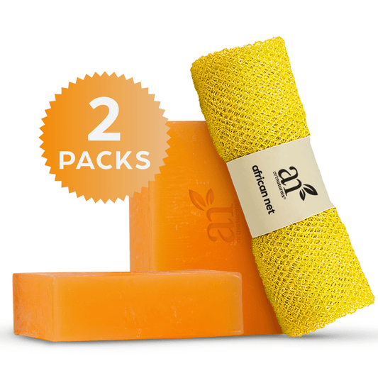 Artnaturals Kojic Acid Soap (2 pack X 142g Turmeric Bars) (includes African Net Sponge)