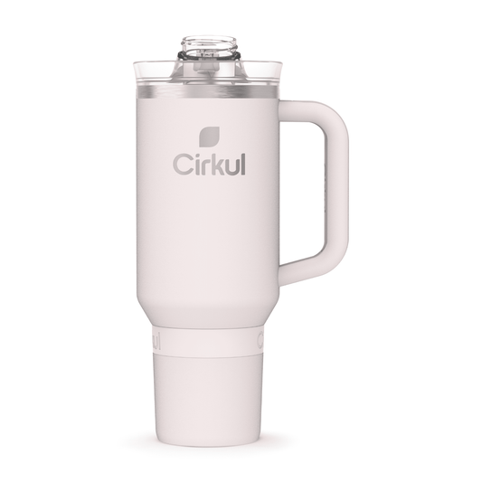 Cirkul 40oz All-Day StrawSip Double-Wall Insulated Stainless Steel Tumbler with Handle, Cherry Blossom (Light Pink)