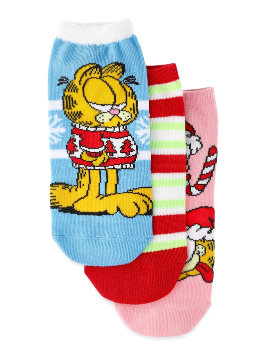 Garfield Women's Holiday No-Show Socks, 3-Pack, Size 4-10