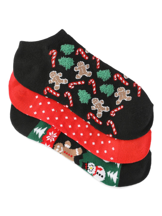 Holiday Time Women's Gingerbread No-Show Socks, 3-Pack, Size 4-10