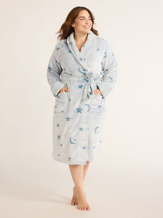 Joyspun Women's Plush Robe, Sizes S to 3X