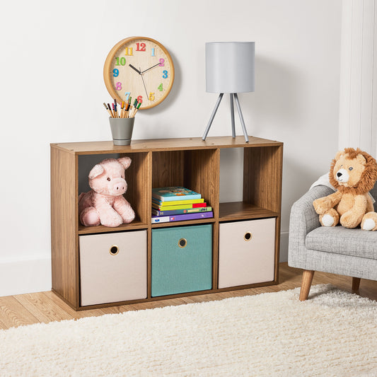 Mainstays 11" 6-Cube Storage Organizer, Warm Walnut