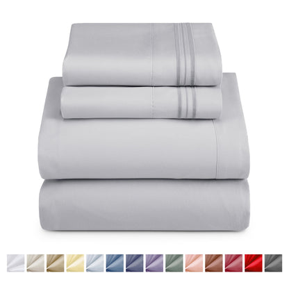 Nestl Twin Sheet Sets, 1800 Series Deep Pocket 3 Piece, Soft Microfiber Kids Bedding Set, Silver Gray