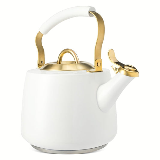 Thyme & Table 1.9QT Stainless Steel Whistling Stovetop Tea Kettle, White