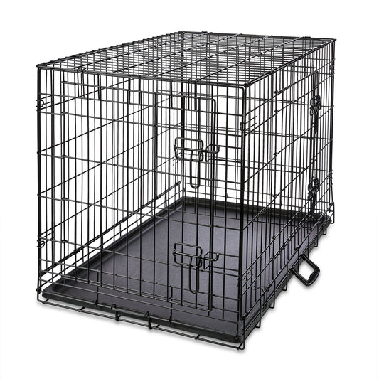 Vibrant Life Double Door Metal Wire Dog Crate with Leak-Proof Pan and Divider, 36 inch