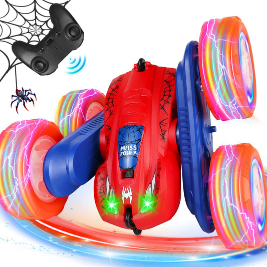 Wisairt Spider RC Stunt Car 4WD Remote Control Car, Double-Sided Driving 360 Degree Flip Rotating Monster Car, Christmas Easter Birthday Party Gifts Toys for Kids aged 3+